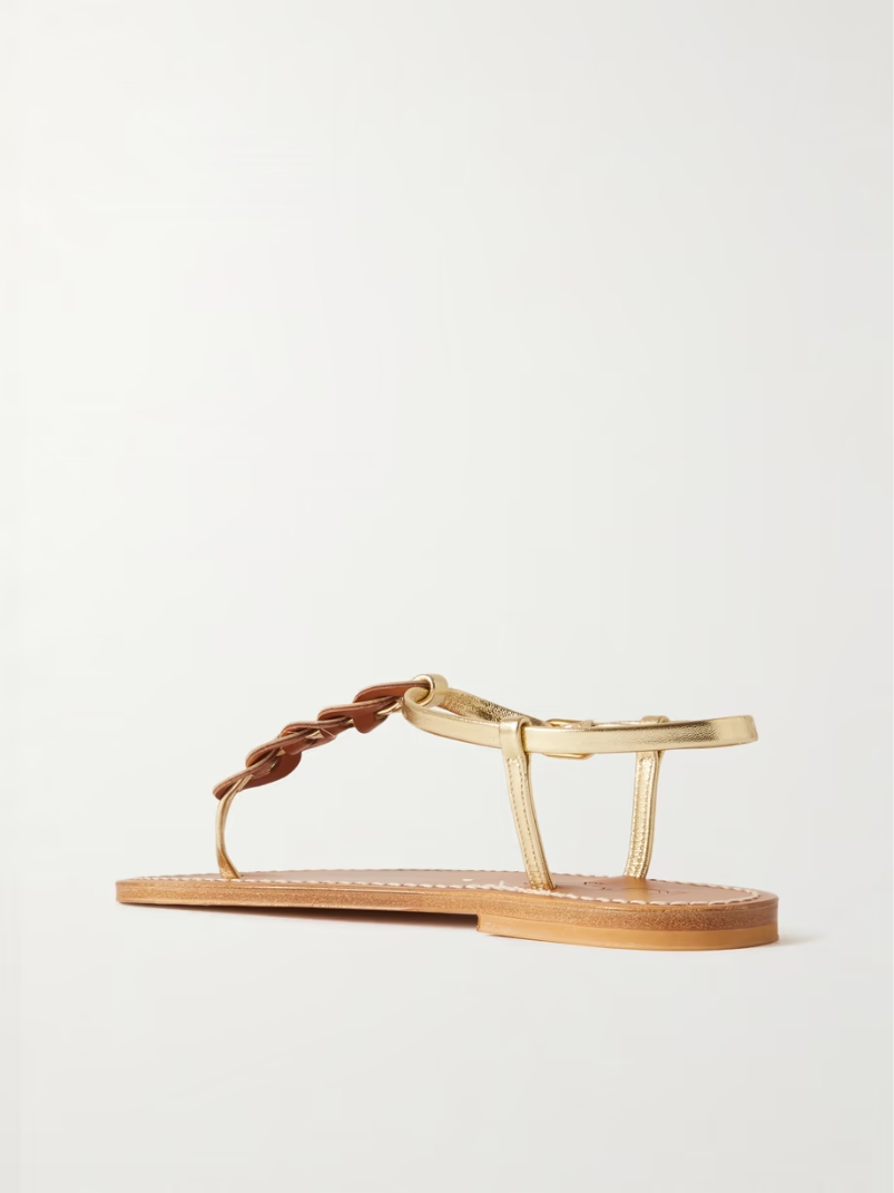 Lemovis woven metallic leather sandals