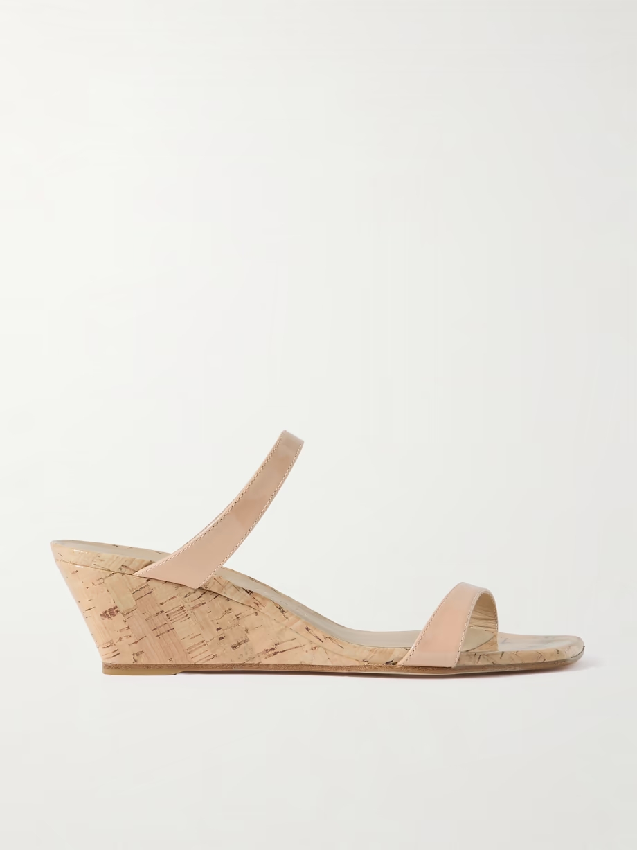 Aleena patent-leather wedge sandals