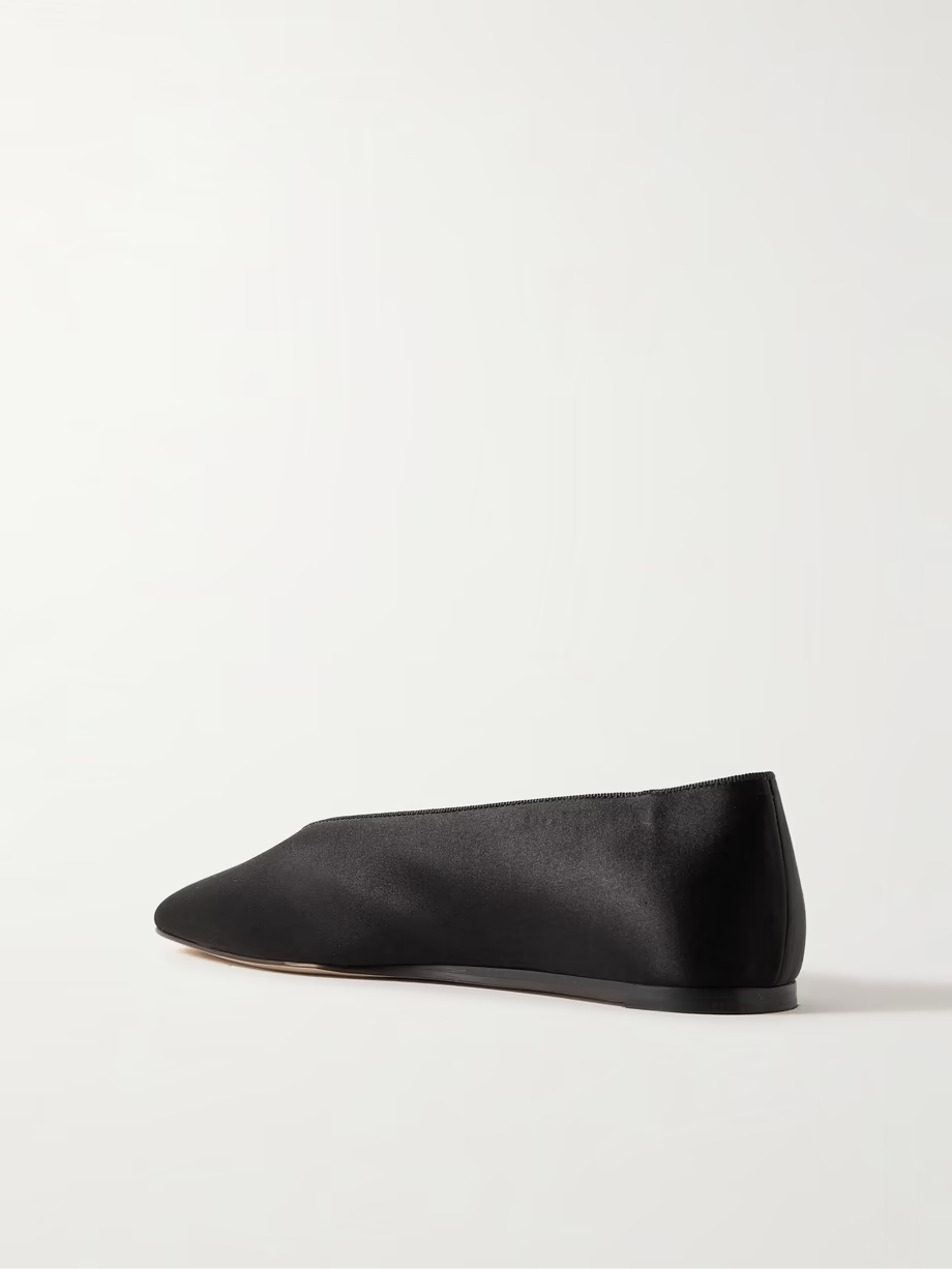 Regency grosgrain-trimmed satin ballet flats