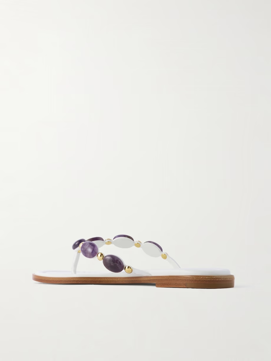 Shanti embellished leather flip flops