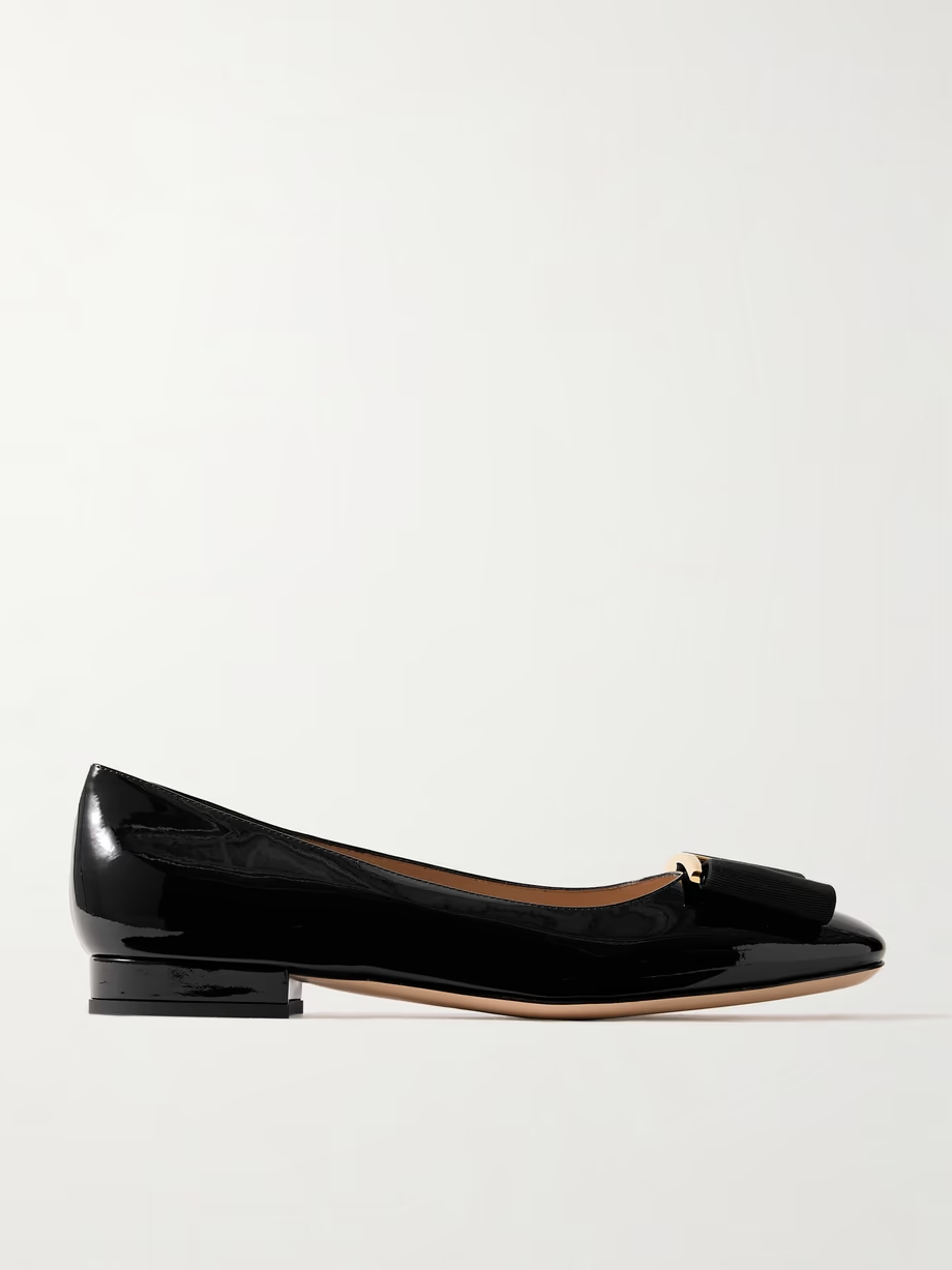 Audrey bow-embellished patent-leather ballet flats