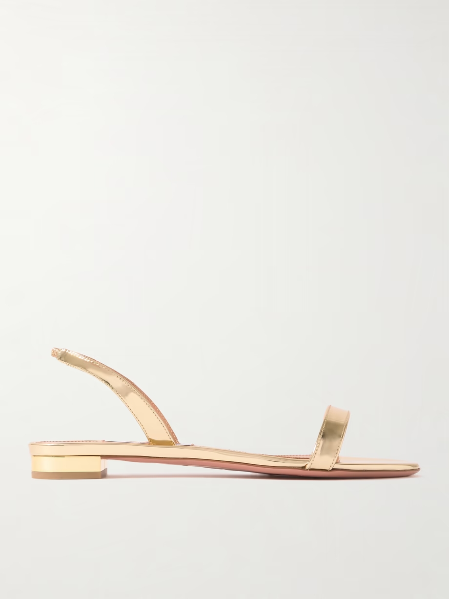 So Nude mirrored-leather slingback sandals