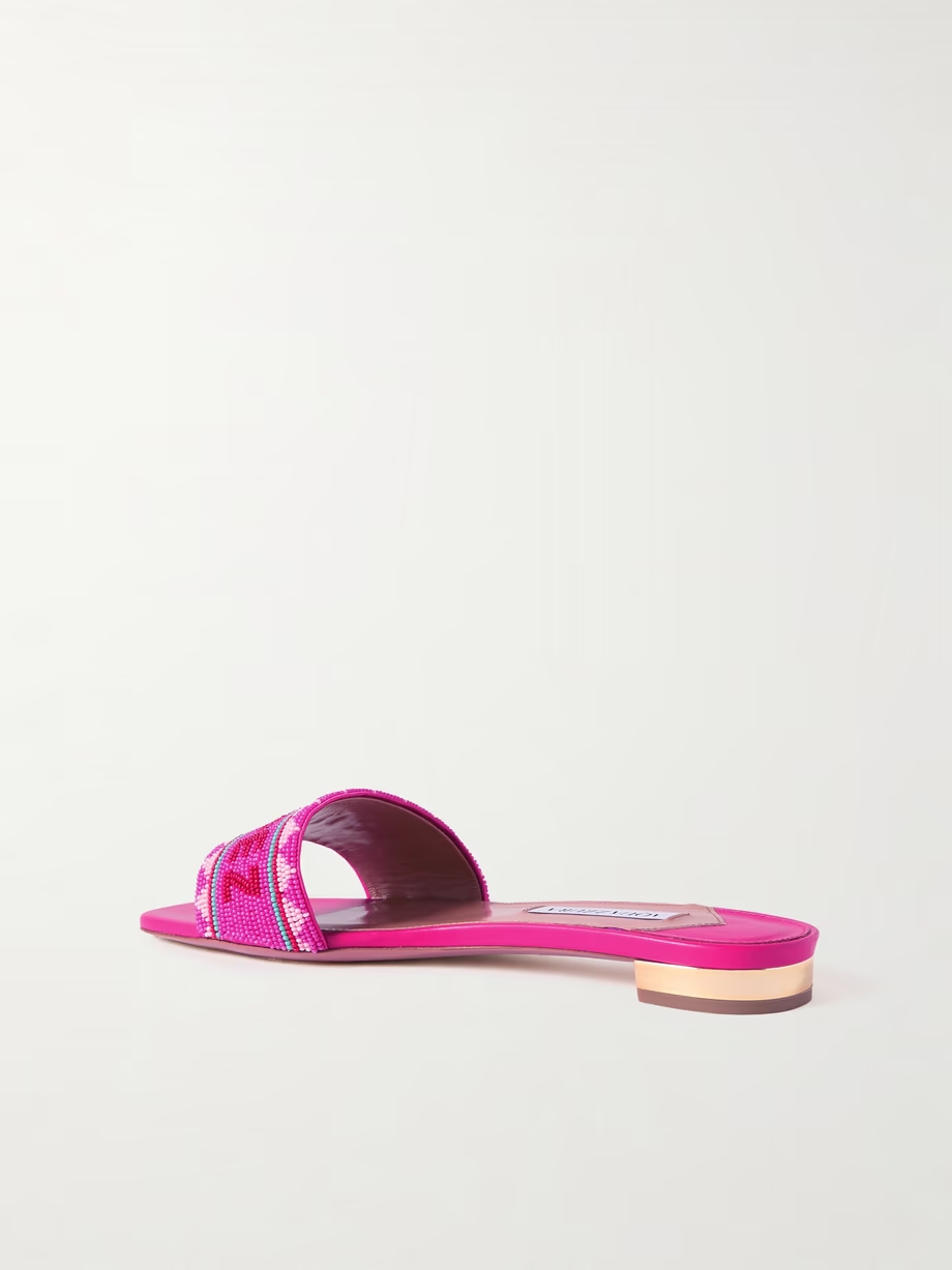 St. Tropez beaded leather slides