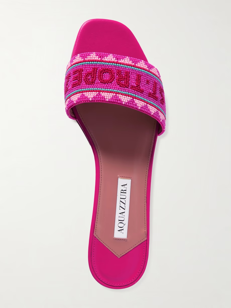 St. Tropez beaded leather slides