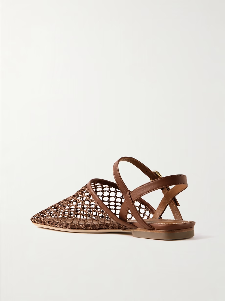 Rete crocheted and leather sandals