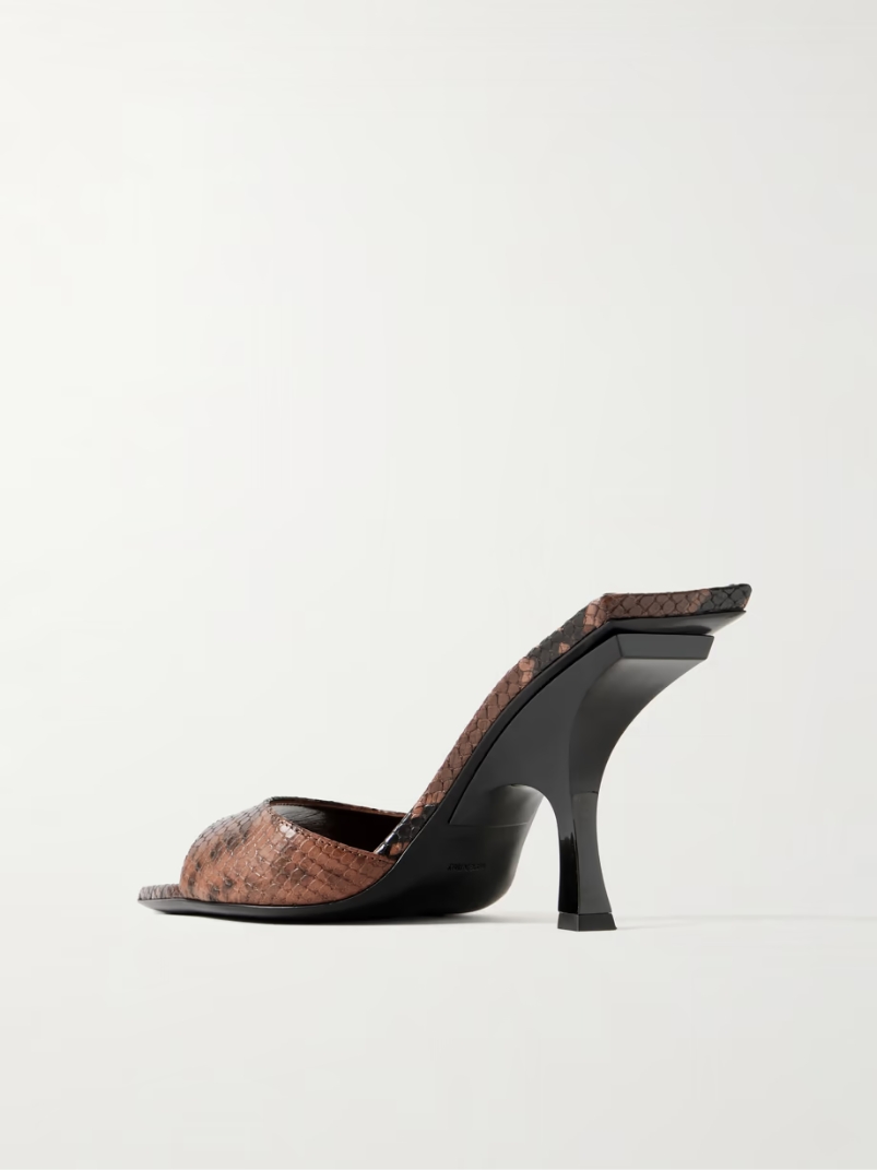 Ester snake-effect leather mules