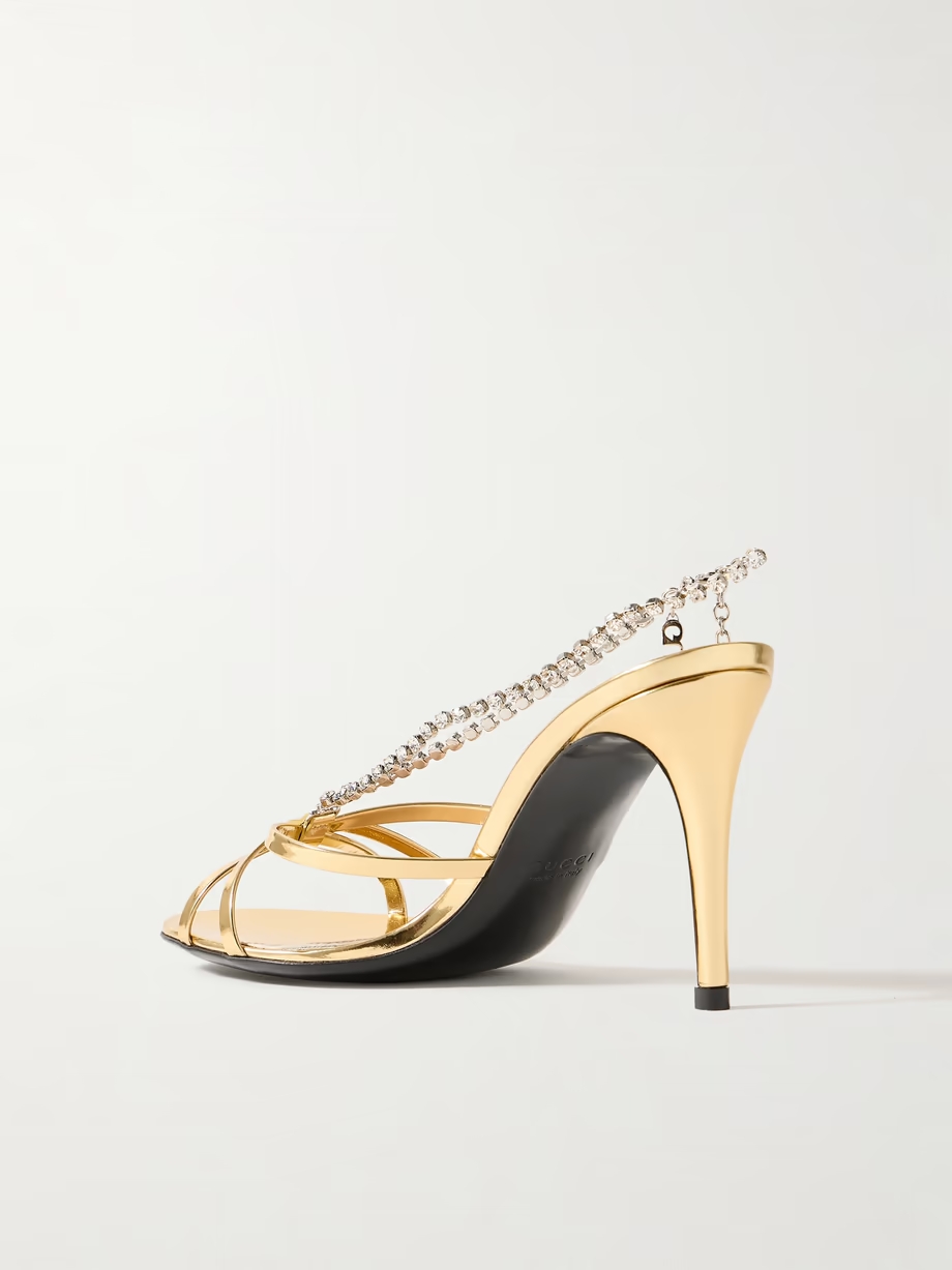 Heloise crystal-embellished metallic leather sandals