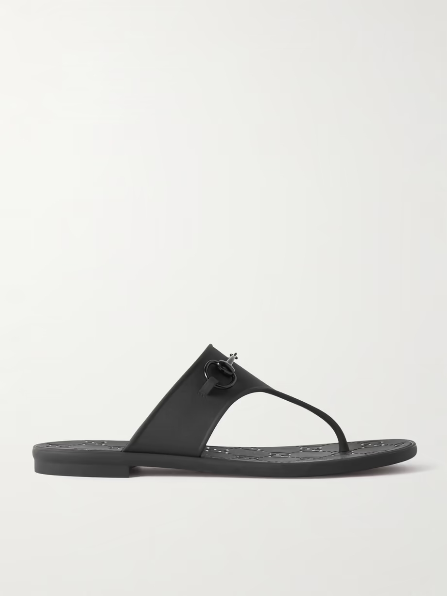 Minorca horsebit-embellished rubber flip flops