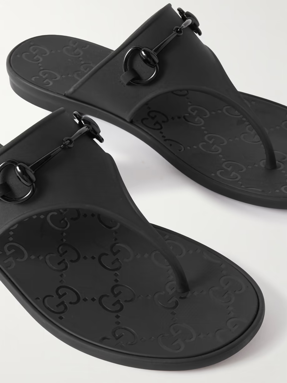 Minorca horsebit-embellished rubber flip flops