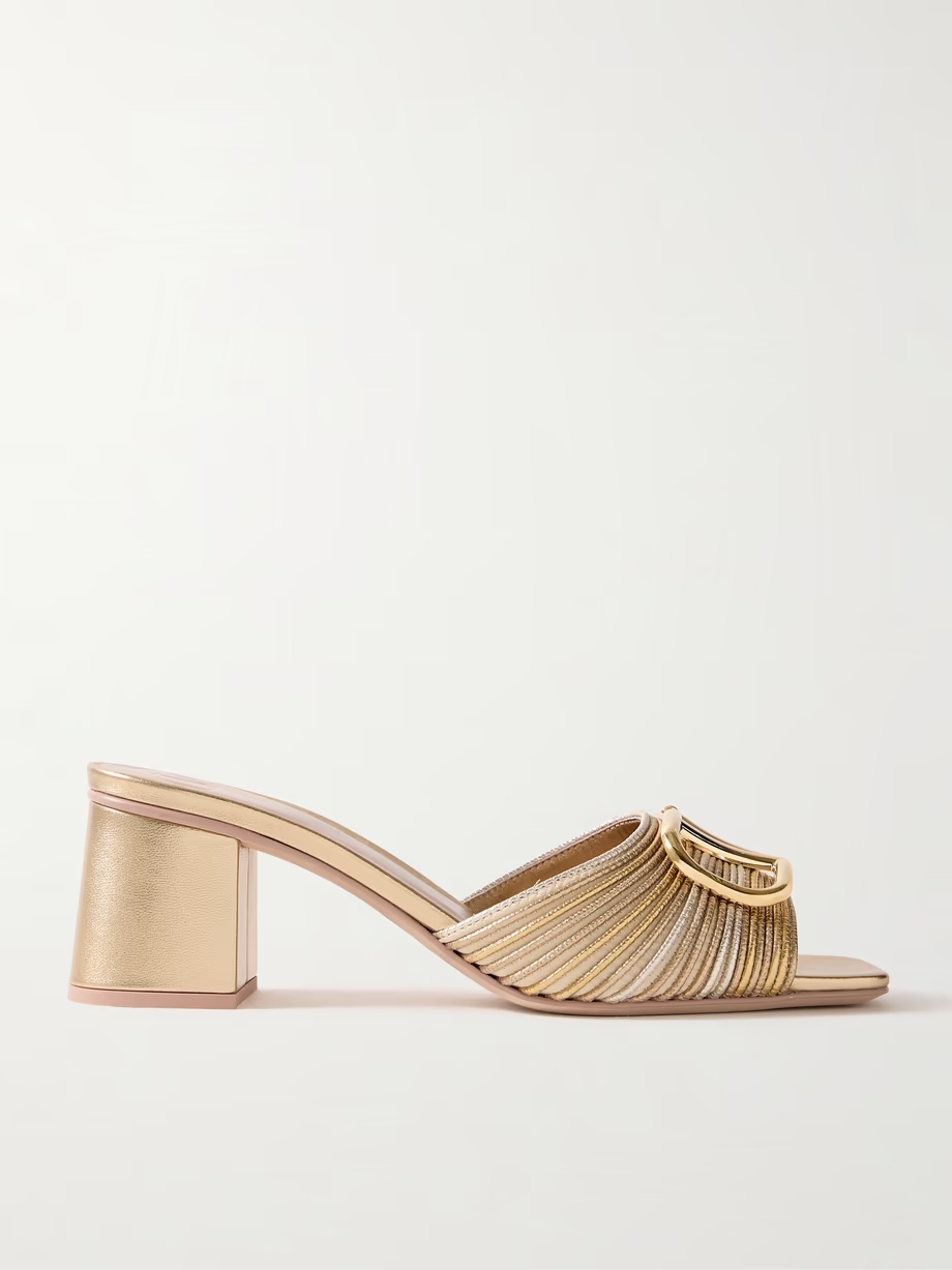 VLOGO 60 embellished metallic leather mules