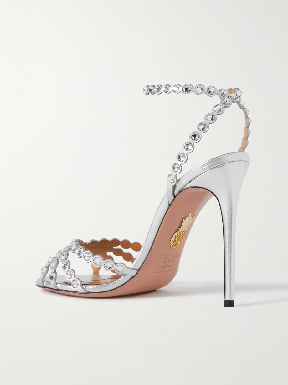 Tequila 105 crystal-embellished metallic leather sandals