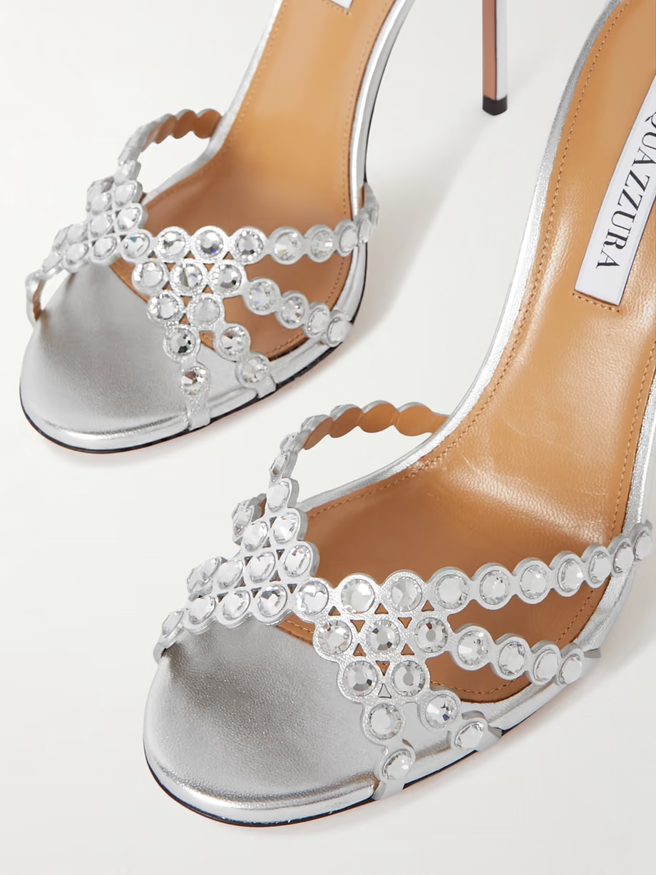 Tequila 105 crystal-embellished metallic leather sandals