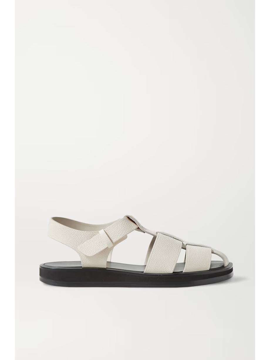 Fisherman woven textured-leather sandals