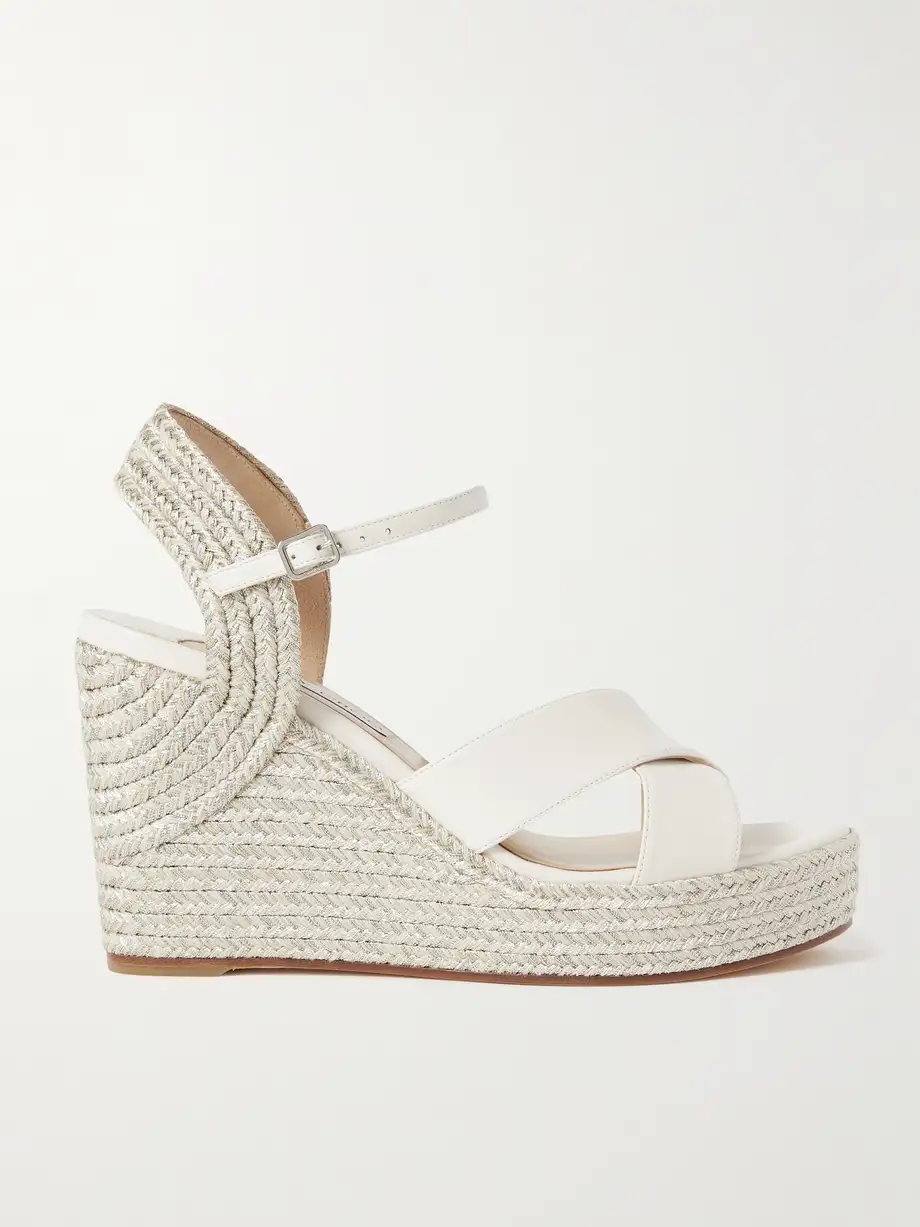 Dellena 100 leather espadrille wedge sandals