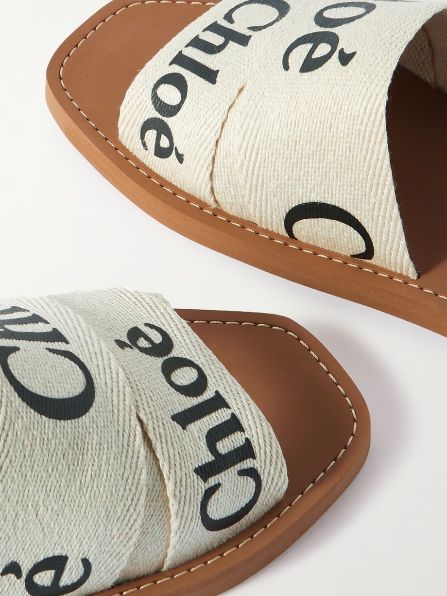 Woody logo-print canvas slides