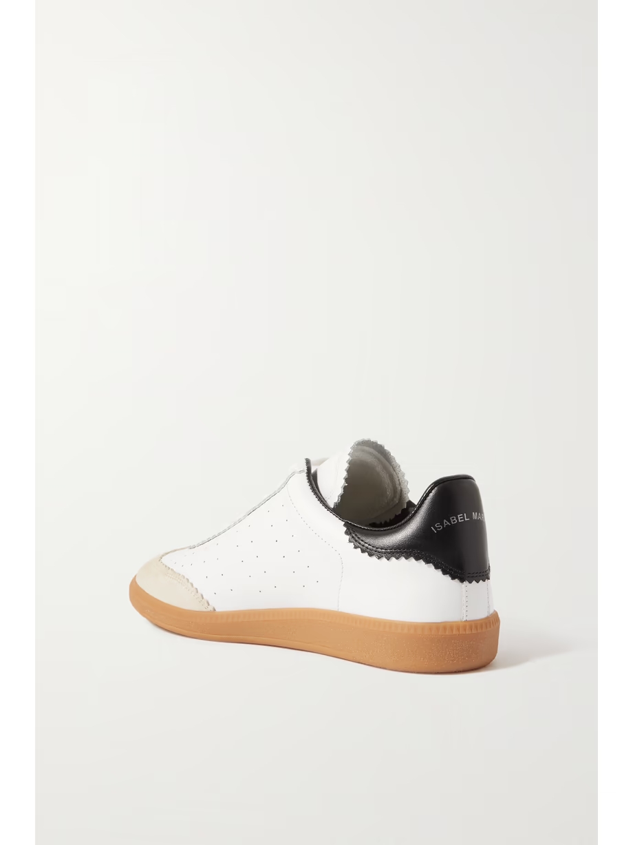 Bryce suede-trimmed perforated leather sneakers