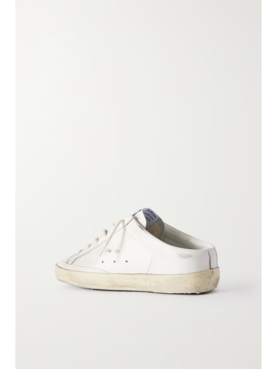 Super-Star Sabot distressed suede-trimmed leather slip-on sneakers