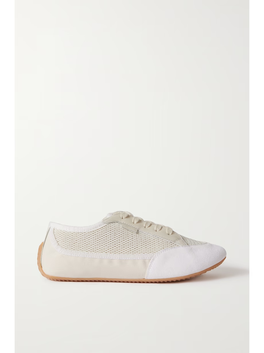 Bonnie leather-trimmed suede, mesh and canvas sneakers