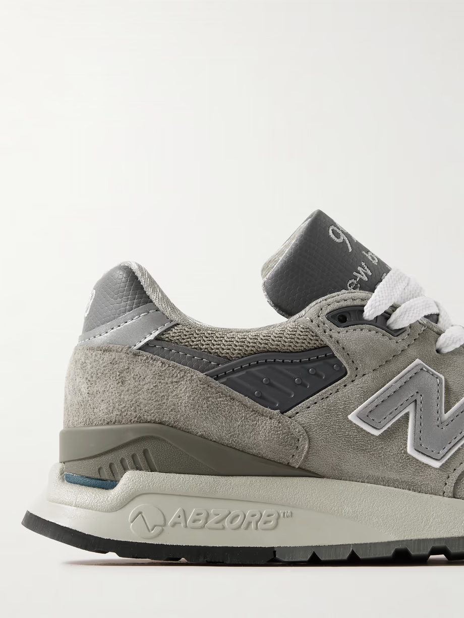 Made in USA 998 Core rubber-trimmed leather, mesh and suede sneakers