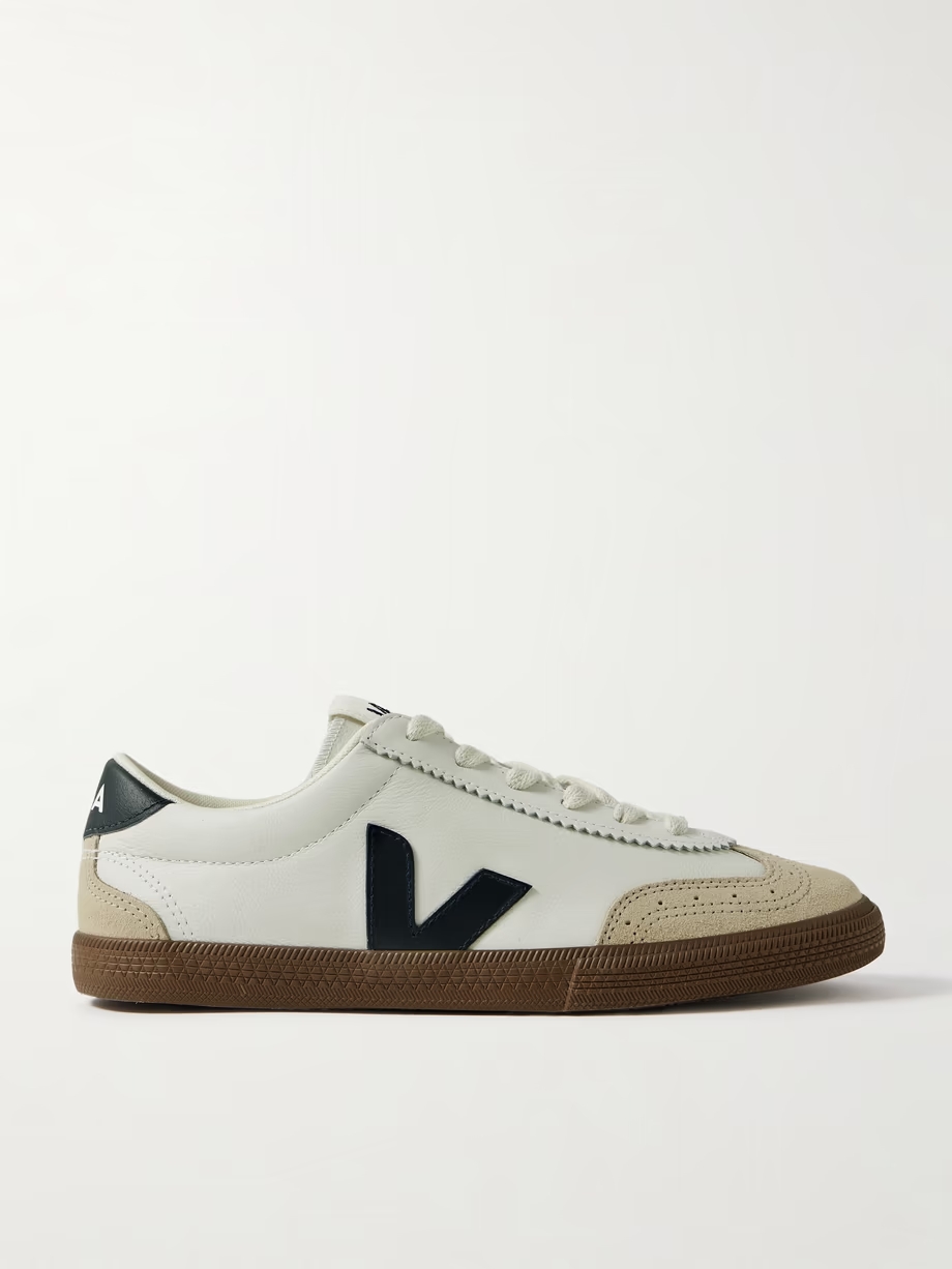 Volley suede-trimmed leather sneakers