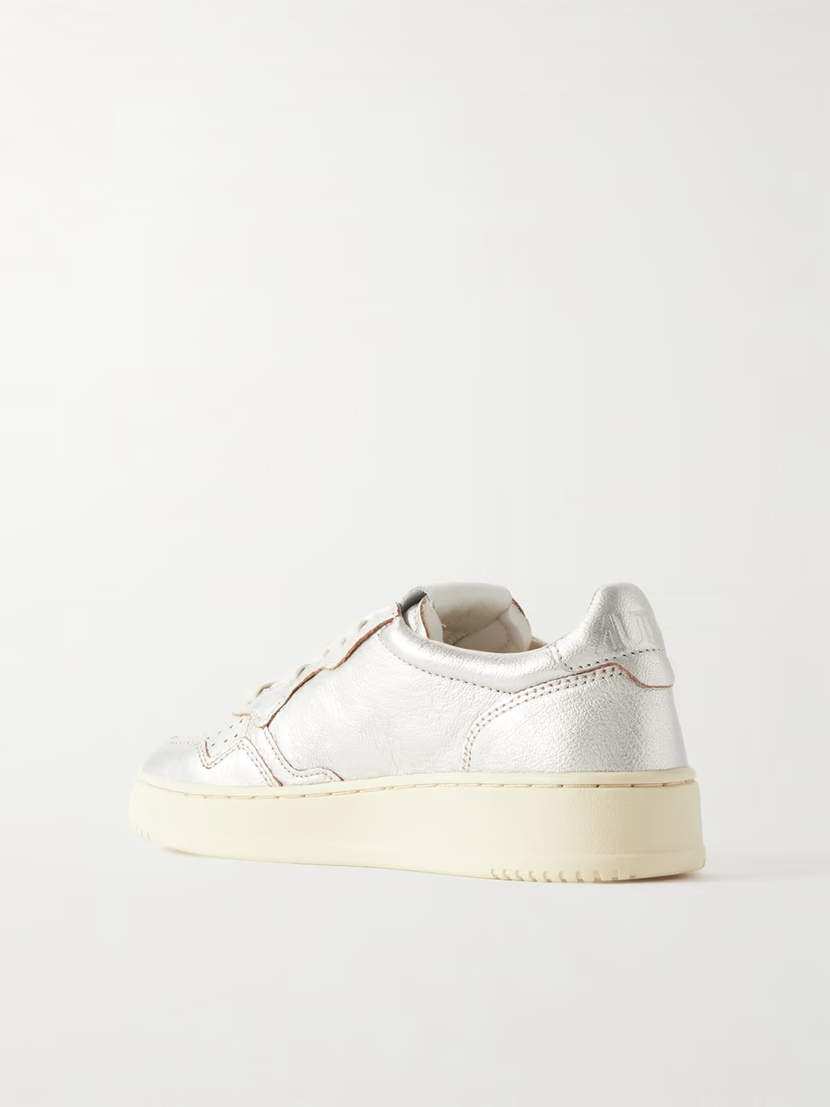 Medalist Low metallic textured-leather sneakers