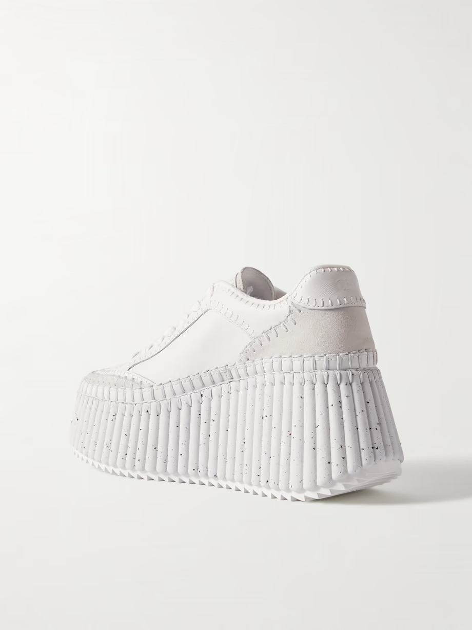 Nama suede-trimmed leather platform sneakers