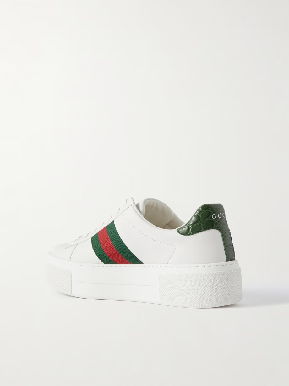 Ace webbing-trimmed leather platform sneakers