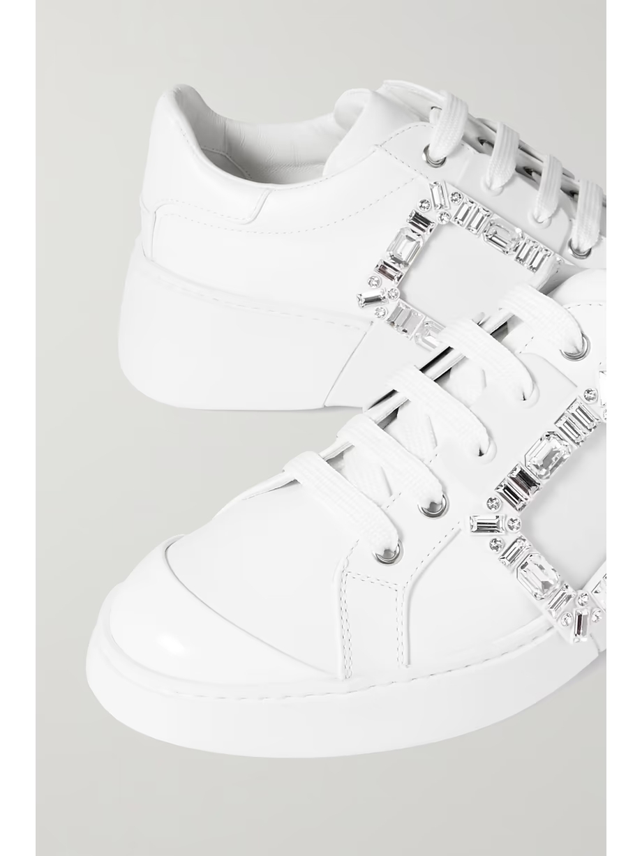 Viv Skate crystal-embellished rubber-trimmed leather sneakers