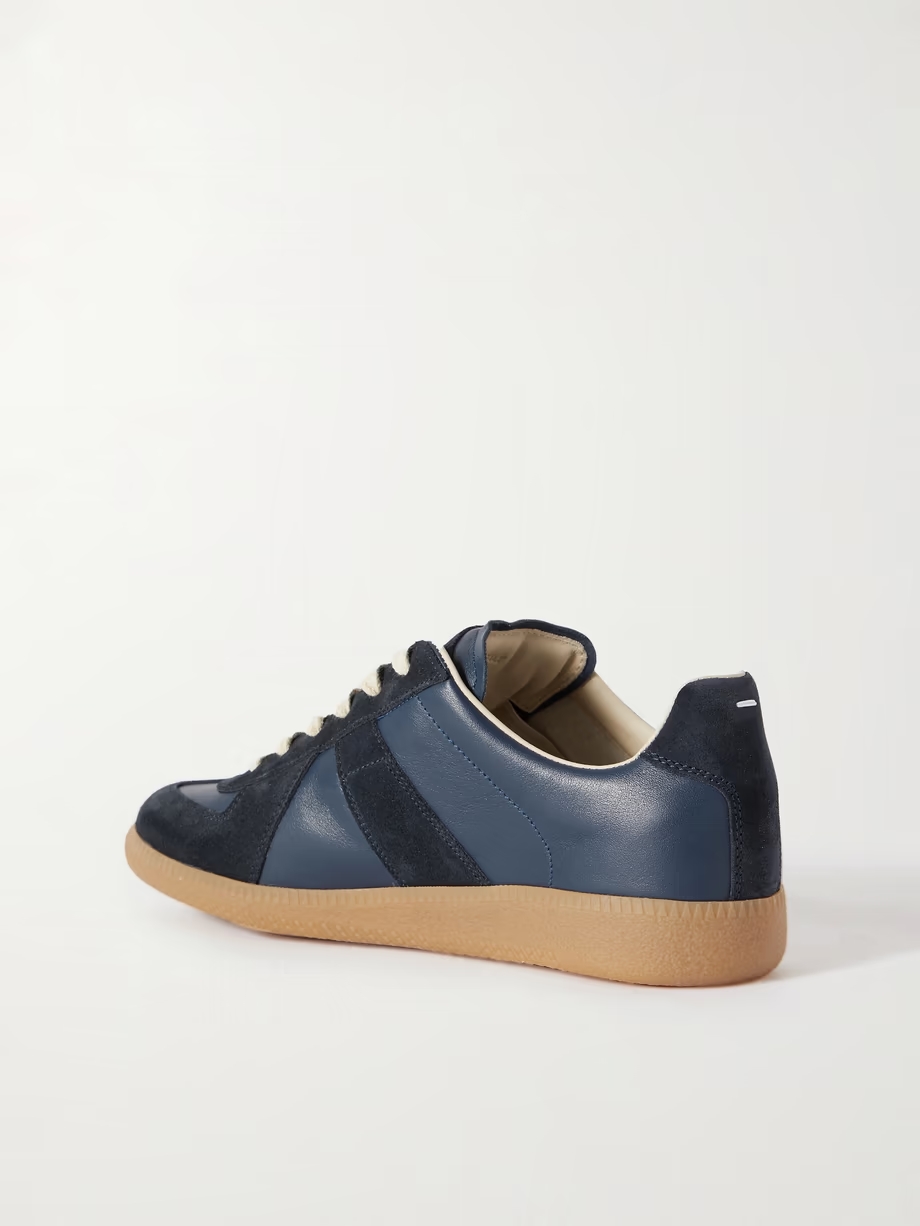 Replica leather and suede sneakers