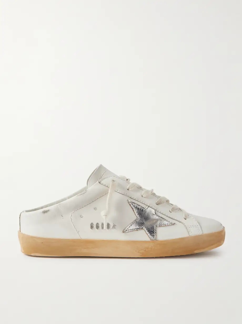 Superstar Sabot distressed leather slip-on sneakers