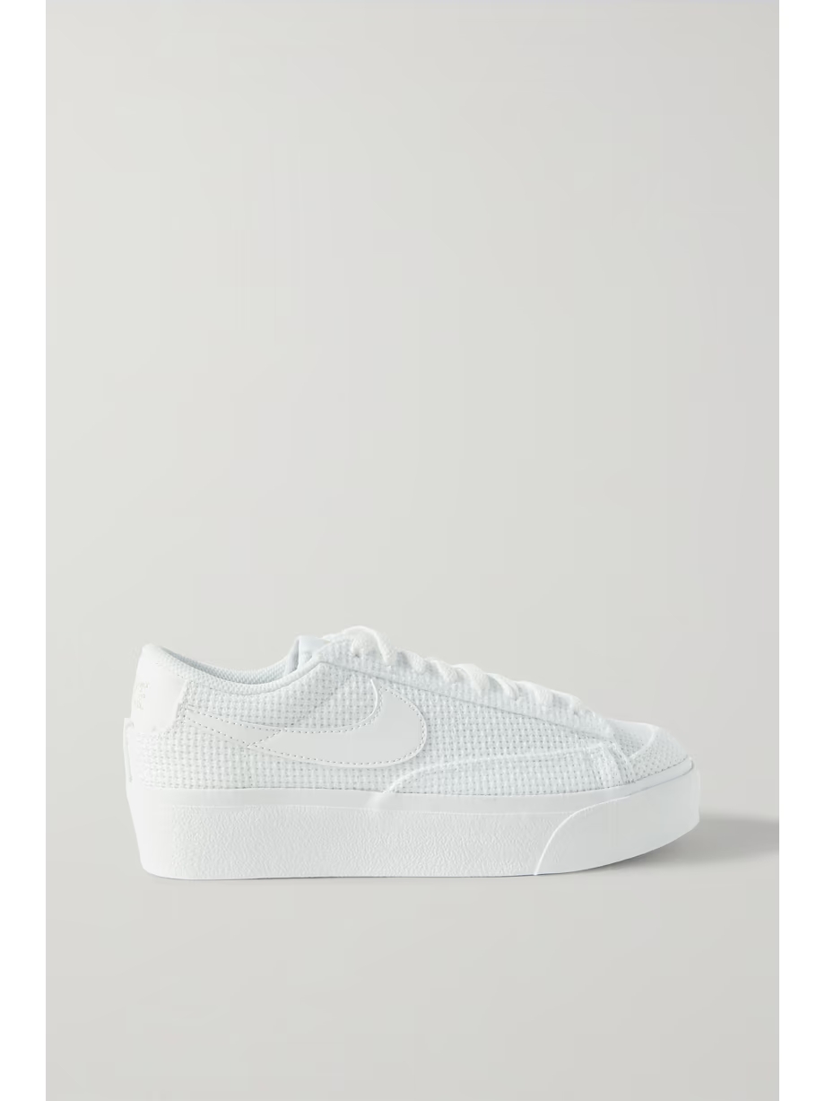 Blazer Low leather-trimmed crocheted platform sneakers