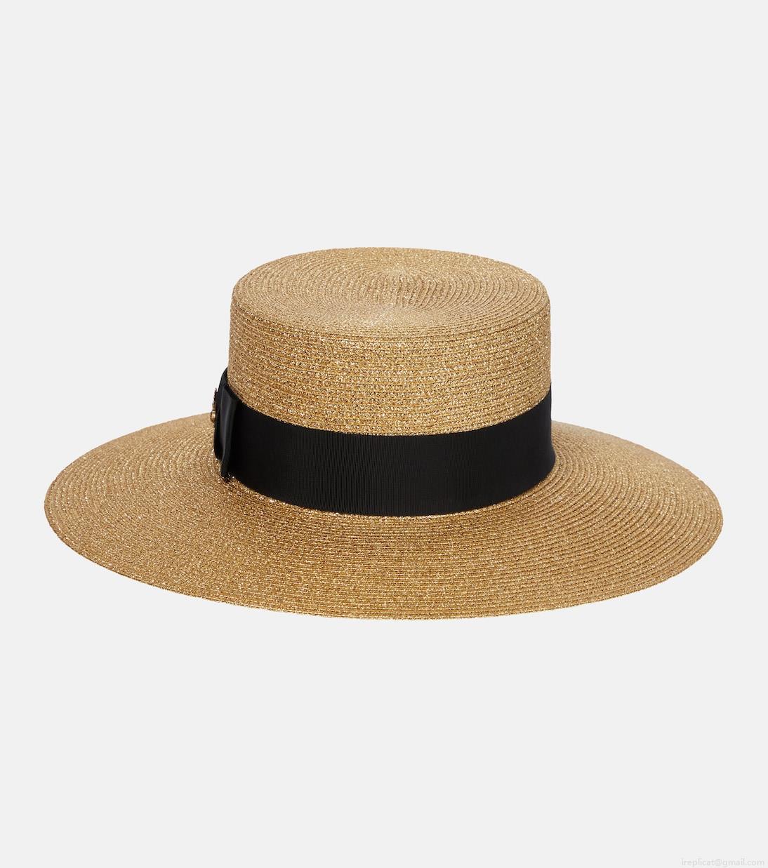 GucciEmbellished lamé straw hat