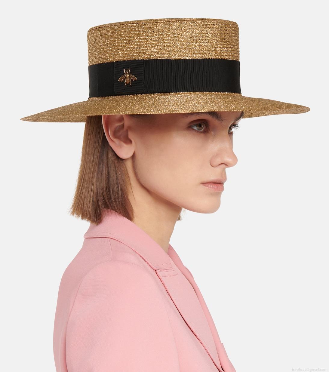 GucciEmbellished lamé straw hat