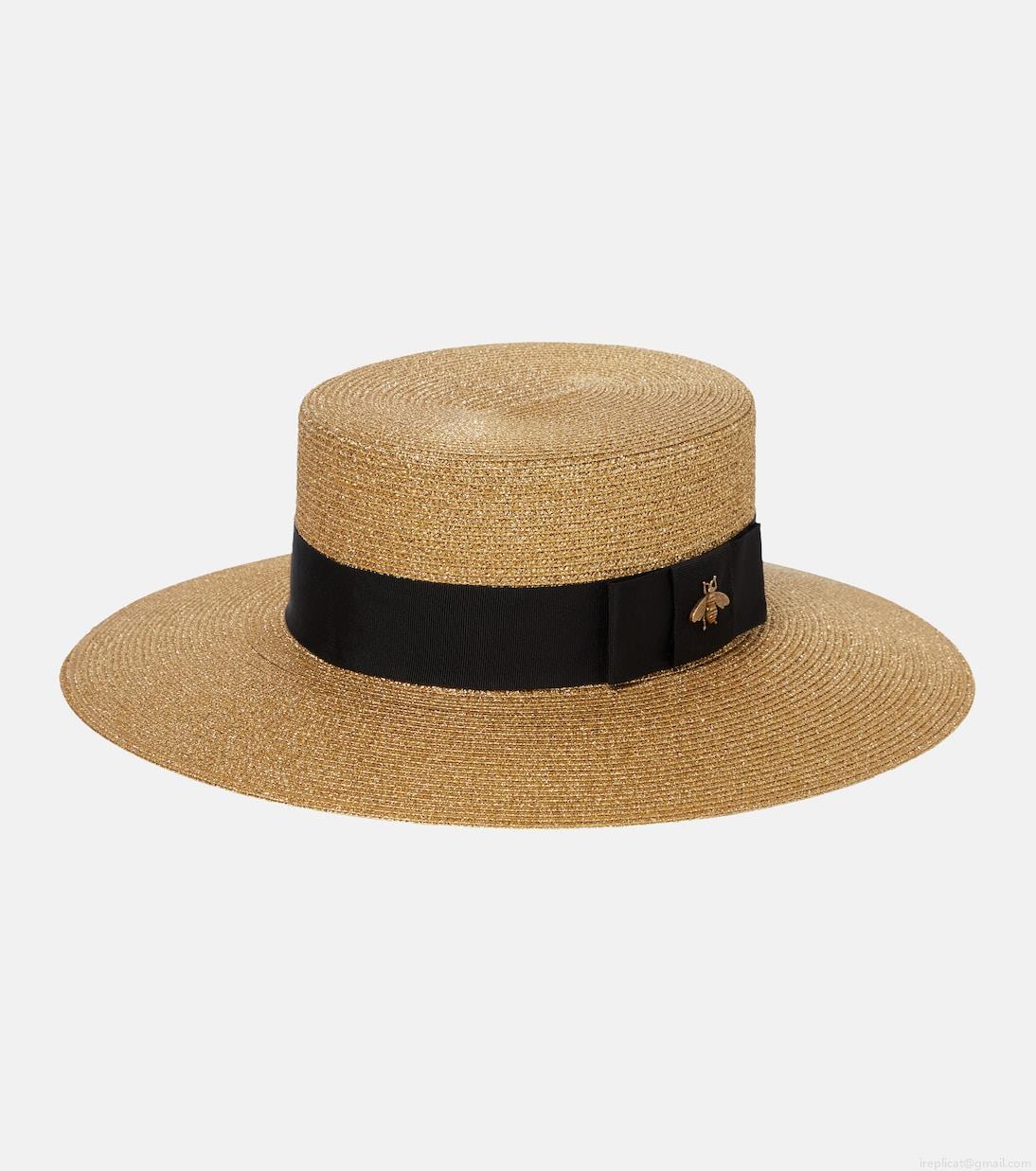 GucciEmbellished lamé straw hat