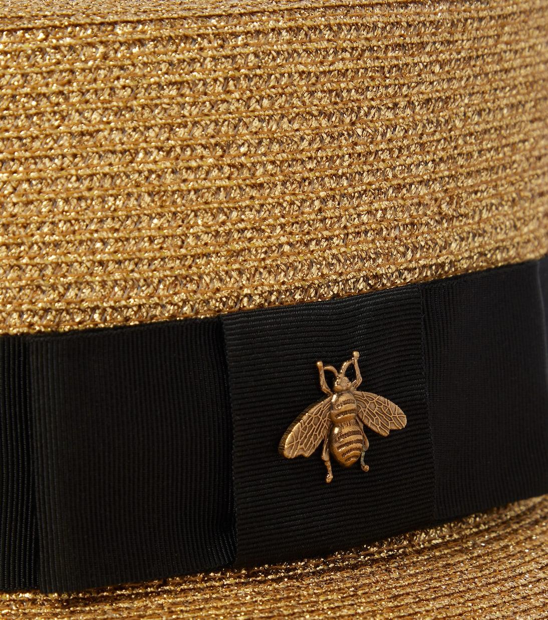 GucciEmbellished lamé straw hat