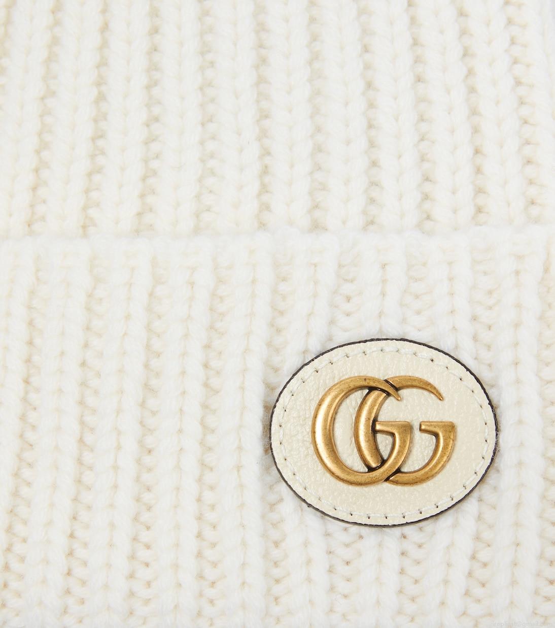 GucciWool and cashmere leather-trimmed beanie