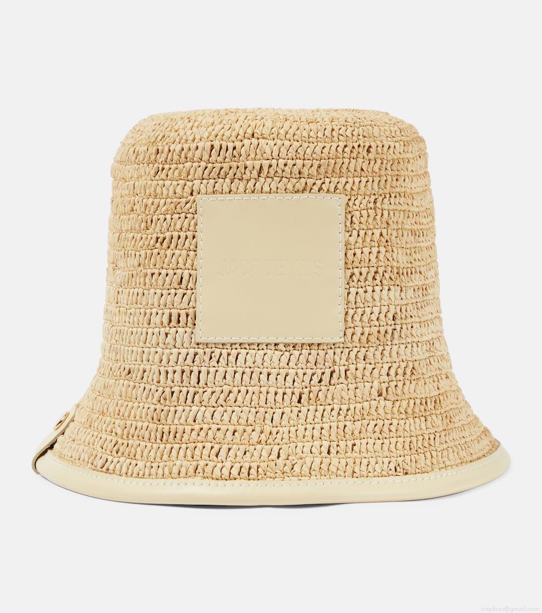 JacquemusLe Bob Soli logo raffia bucket hat