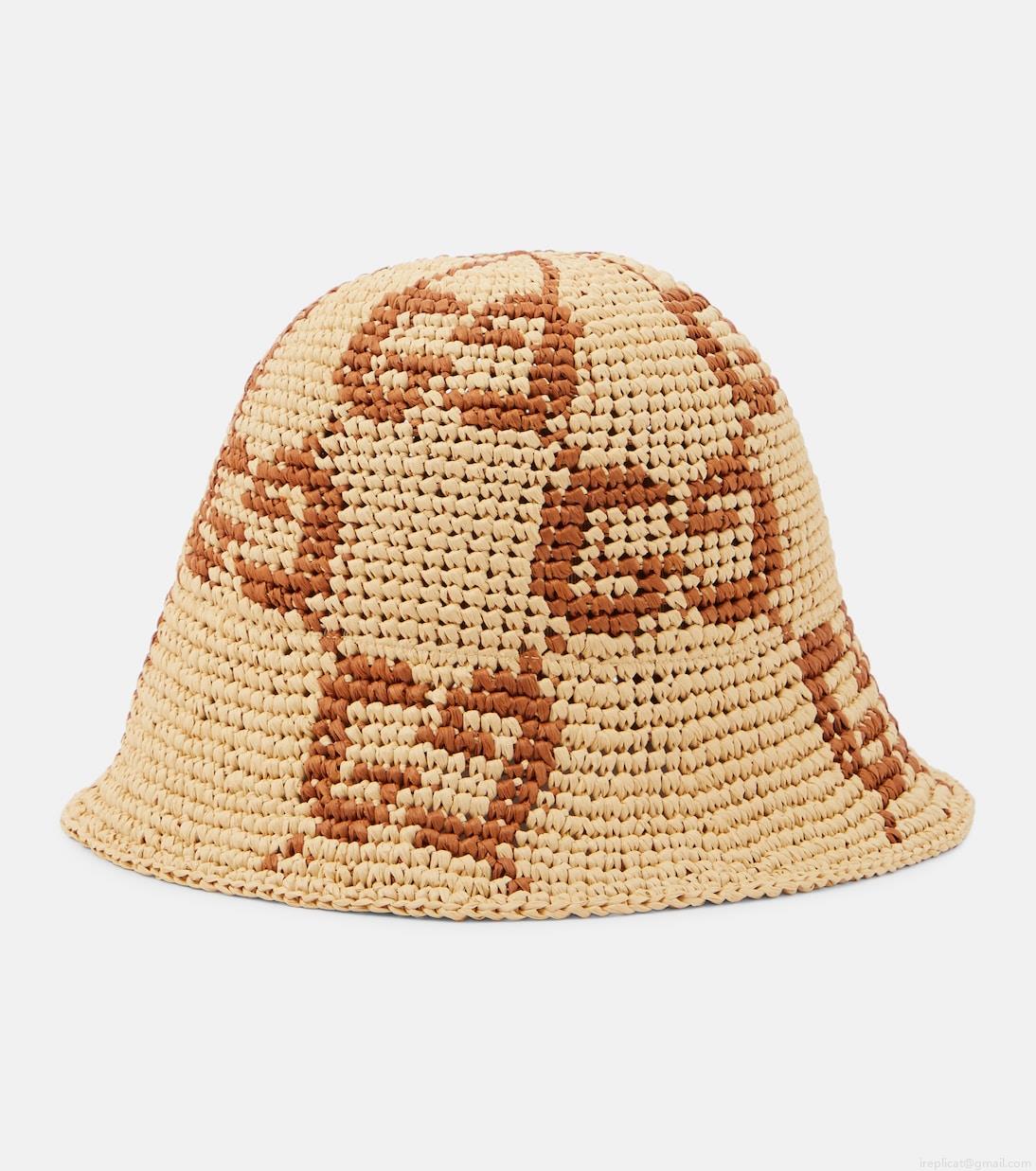 GucciGG raffia-effect cloche hat