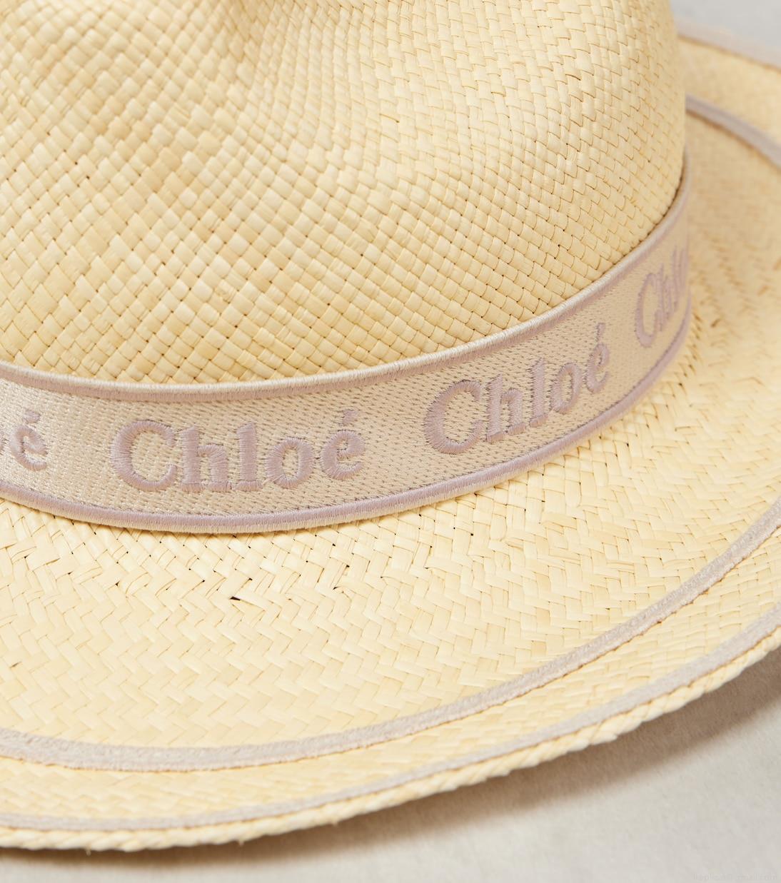 ChloéWoody logo straw Panama hat