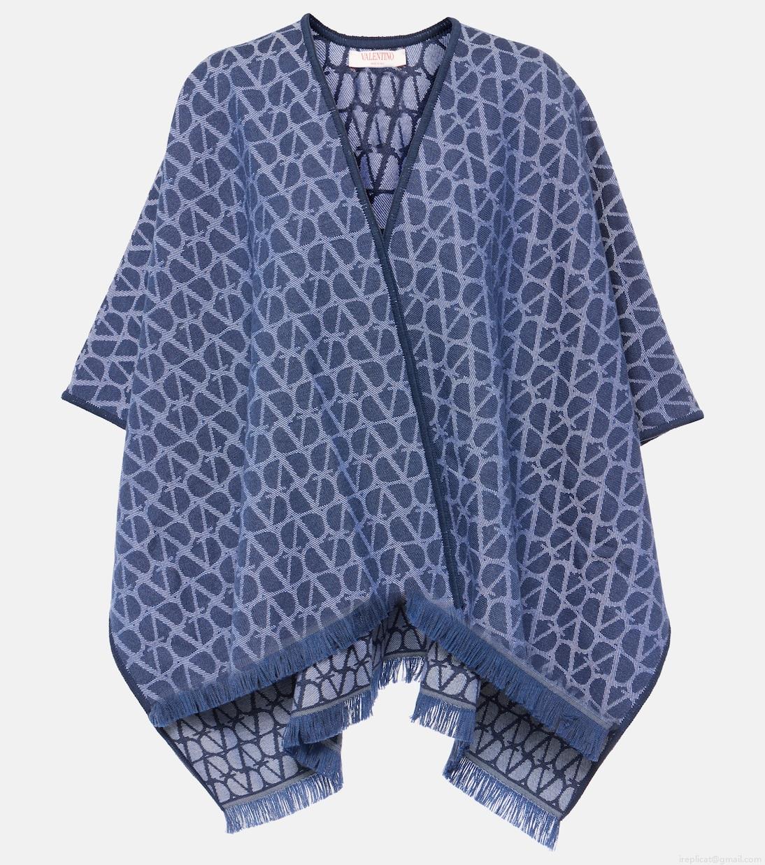 ValentinoToile Iconographe jacquard wool poncho