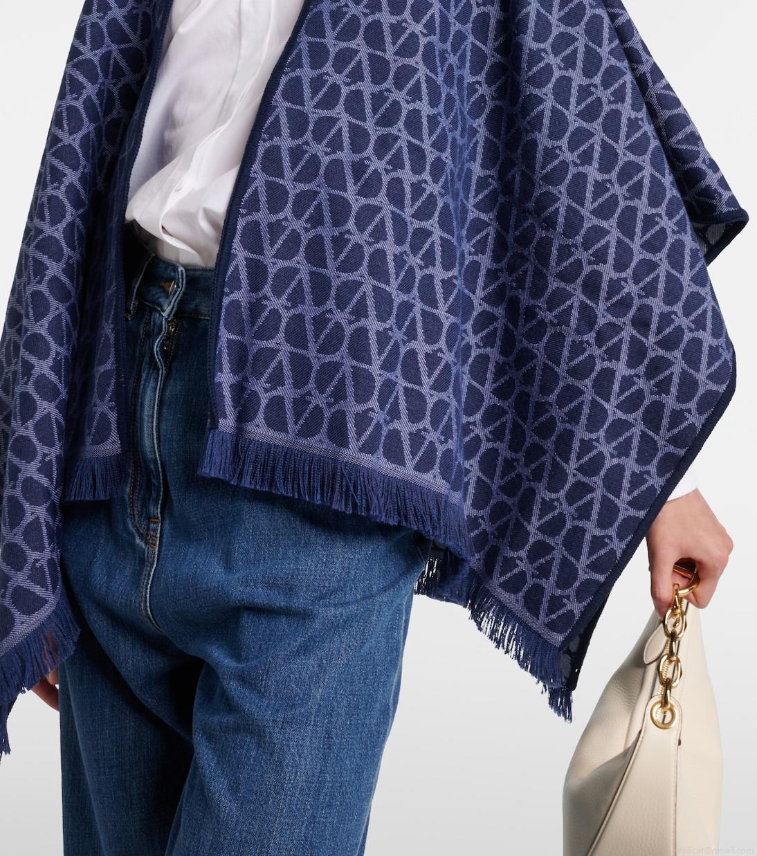 ValentinoToile Iconographe jacquard wool poncho